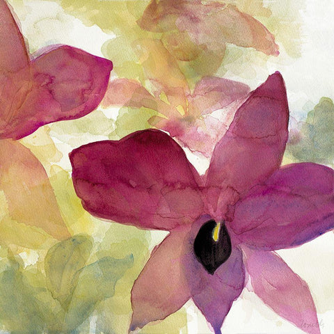 Beautiful and Peace Orchid II Gold Ornate Wood Framed Art Print with Double Matting by Loreth, Lanie