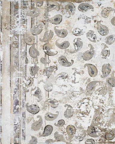 Antique Paisley White Modern Wood Framed Art Print with Double Matting by Pinto, Patricia