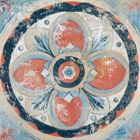 Old Portugese Hue Black Ornate Wood Framed Art Print with Double Matting by Pinto, Patricia