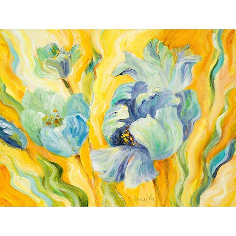 Tulips Sway Gold Ornate Wood Framed Art Print with Double Matting by Loreth, Lanie