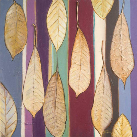 Leaves And Stripes I Black Modern Wood Framed Art Print with Double Matting by Pinto, Patricia