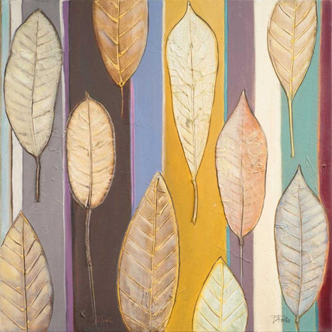 Leaves And Stripes I White Modern Wood Framed Art Print by Pinto, Patricia