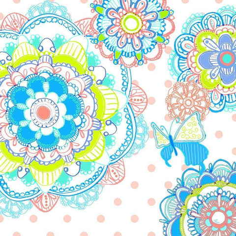 Mandala Butterfly Square White Modern Wood Framed Art Print by Metz, Andi