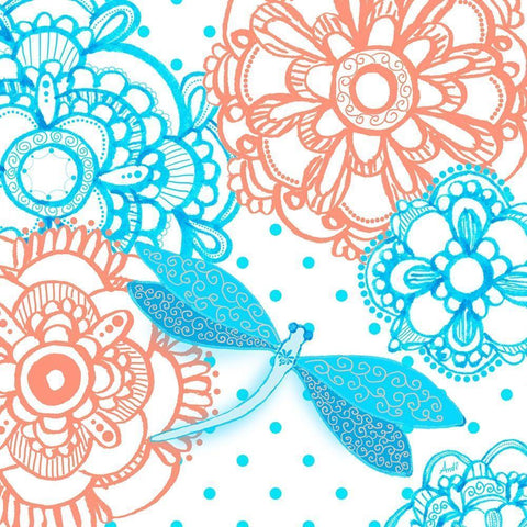 Mandala Dragonfly Square White Modern Wood Framed Art Print with Double Matting by Metz, Andi