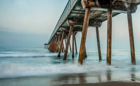 Pier White Modern Wood Framed Art Print with Double Matting by Bill Carson Photography