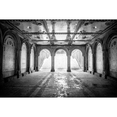 Bethesda Terrace Gold Ornate Wood Framed Art Print with Double Matting by Bill Carson Photography