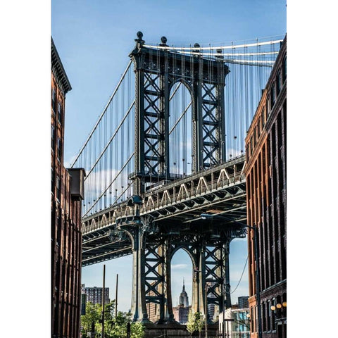 Manhattan Bridge Black Modern Wood Framed Art Print by Bill Carson Photography