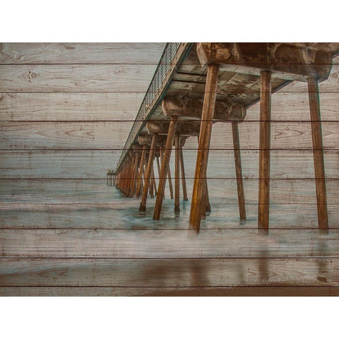Pier on Wood I Black Modern Wood Framed Art Print by Bill Carson Photography