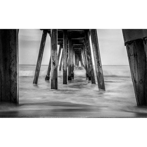 Surf in Black and White Gold Ornate Wood Framed Art Print with Double Matting by Bill Carson Photography