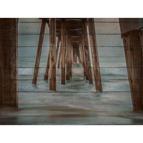 Pier on Wood II White Modern Wood Framed Art Print by Bill Carson Photography