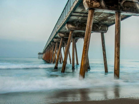 The Coastal Pier Black Ornate Wood Framed Art Print with Double Matting by Bill Carson Photography