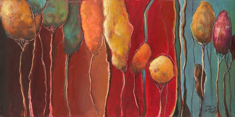 Modern Trees I Black Ornate Wood Framed Art Print with Double Matting by Pinto, Patricia