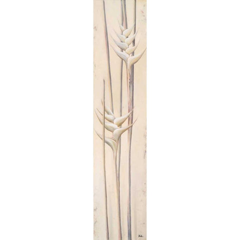 White Heliconias II Gold Ornate Wood Framed Art Print with Double Matting by Pinto, Patricia