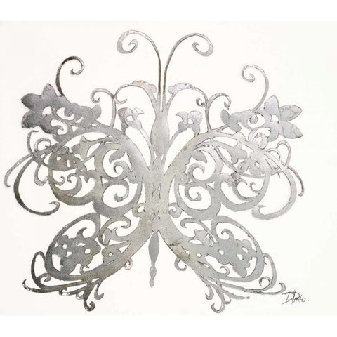 Silver Butterfly (Philigrana) Gold Ornate Wood Framed Art Print with Double Matting by Pinto, Patricia