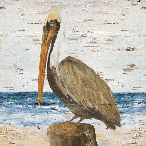 Pelican Square I White Modern Wood Framed Art Print with Double Matting by DeRice, Julie
