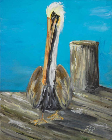Pelican Way I Black Ornate Wood Framed Art Print with Double Matting by DeRice, Julie
