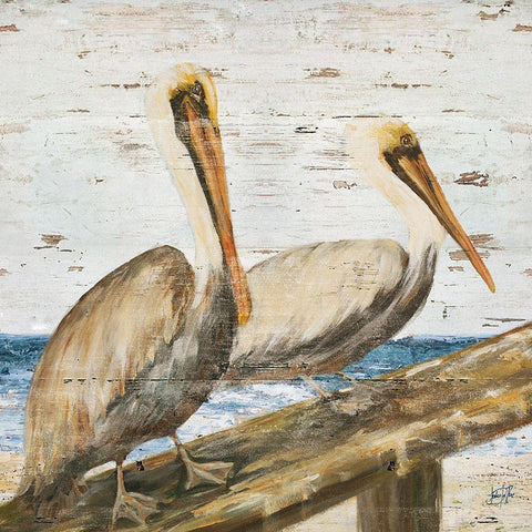 Pelican Square II Gold Ornate Wood Framed Art Print with Double Matting by DeRice, Julie