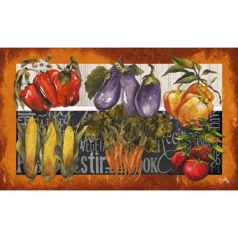 Vegetables Farm Fresh Black Modern Wood Framed Art Print with Double Matting by Medley, Elizabeth