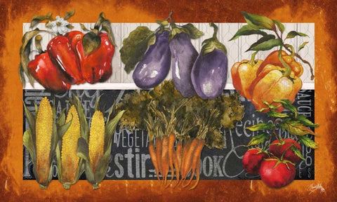 Vegetables Farm Fresh Black Ornate Wood Framed Art Print with Double Matting by Medley, Elizabeth