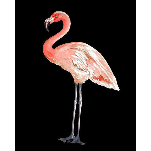 Flamingo on Black I White Modern Wood Framed Art Print by Pinto, Patricia