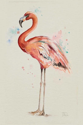 Flamingo in Shape White Modern Wood Framed Art Print with Double Matting by Pinto, Patricia