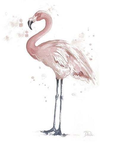Flamingo Stand I White Modern Wood Framed Art Print with Double Matting by Pinto, Patricia
