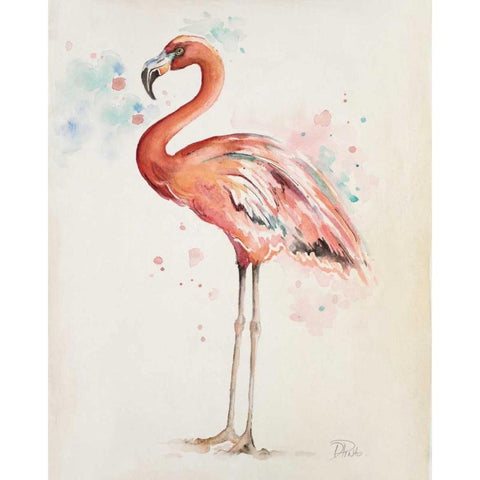 Flamingo I Black Modern Wood Framed Art Print with Double Matting by Pinto, Patricia