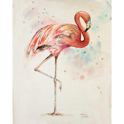 Flamingo II Black Modern Wood Framed Art Print with Double Matting by Pinto, Patricia