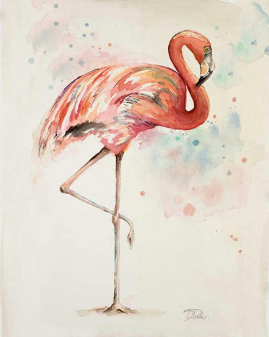 Flamingo II White Modern Wood Framed Art Print with Double Matting by Pinto, Patricia