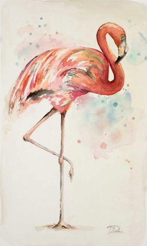 Flamingo II Black Ornate Wood Framed Art Print with Double Matting by Pinto, Patricia