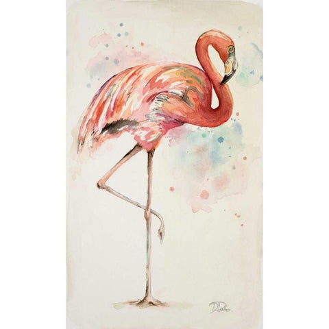 Flamingo II White Modern Wood Framed Art Print by Pinto, Patricia