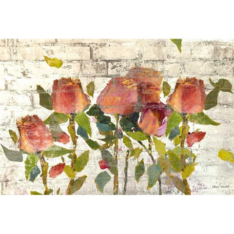 Garden Stems on Brick Gold Ornate Wood Framed Art Print with Double Matting by Loreth, Lanie