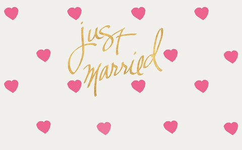 Just Married Black Ornate Wood Framed Art Print with Double Matting by SD Graphics Studio