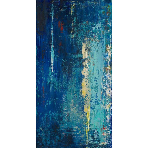 Deep Blue Abstract Black Modern Wood Framed Art Print with Double Matting by Pinto, Patricia