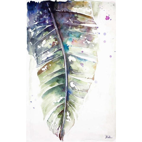 Watercolor Plantain Leaves with Purple I White Modern Wood Framed Art Print by Pinto, Patricia