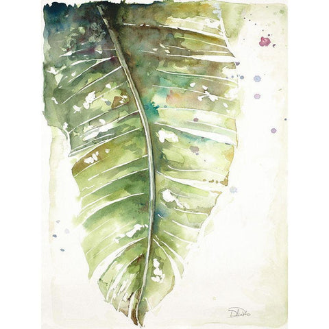 Watercolor Plantain Leaves I White Modern Wood Framed Art Print by Pinto, Patricia