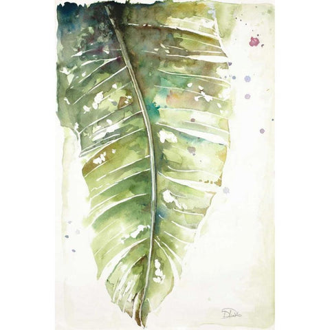 Watercolor Plantain Leaves I White Modern Wood Framed Art Print by Pinto, Patricia