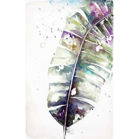 Watercolor Plantain Leaves with Purple II Black Modern Wood Framed Art Print by Pinto, Patricia