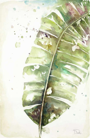 Watercolor Plantain Leaves II White Modern Wood Framed Art Print with Double Matting by Pinto, Patricia