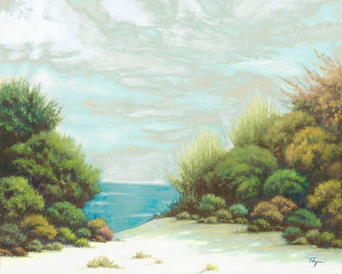 Seashore II White Modern Wood Framed Art Print with Double Matting by Rhyan, Vivien