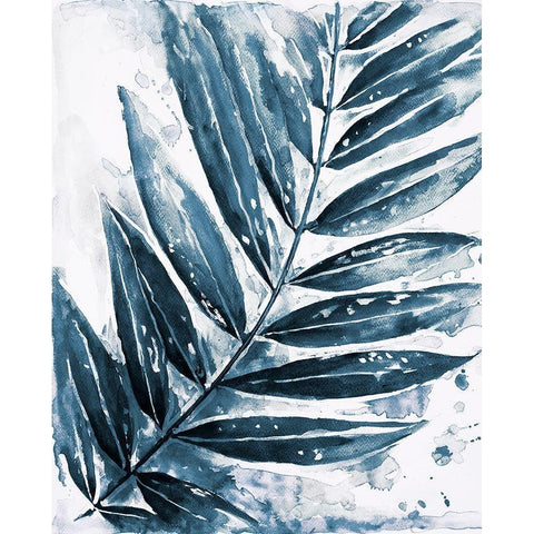 Blue Jungle Leaf I Black Modern Wood Framed Art Print by Pinto, Patricia