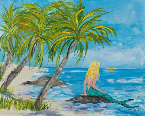 Mermaid Beach Black Ornate Wood Framed Art Print with Double Matting by DeRice, Julie