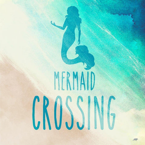 Mermaid Crossing Black Modern Wood Framed Art Print by DeRice, Julie