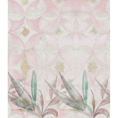 Pink Contemporary Tile Garden White Modern Wood Framed Art Print by Pinto, Patricia