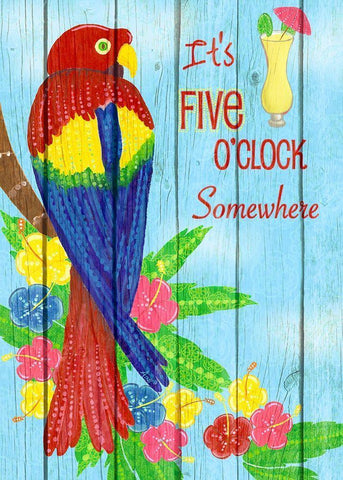 Parrot Party I White Modern Wood Framed Art Print with Double Matting by Metz, Andi