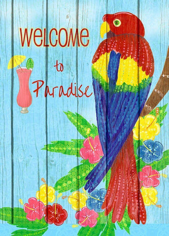 Parrot Party II White Modern Wood Framed Art Print with Double Matting by Metz, Andi