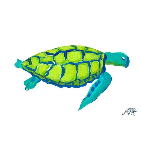 Sea Turtle II White Modern Wood Framed Art Print by DeRice, Julie