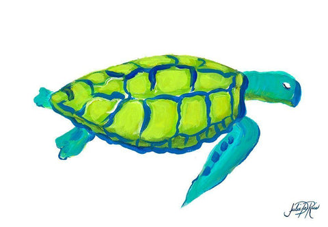 Sea Turtle II Black Ornate Wood Framed Art Print with Double Matting by DeRice, Julie
