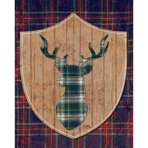 Tartan Shield On Plaid II White Modern Wood Framed Art Print by Medley, Elizabeth