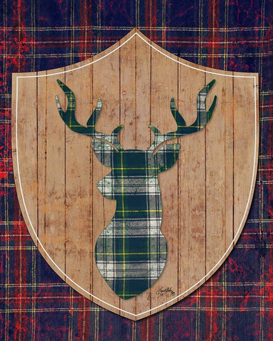 Tartan Shield On Plaid II Black Ornate Wood Framed Art Print with Double Matting by Medley, Elizabeth